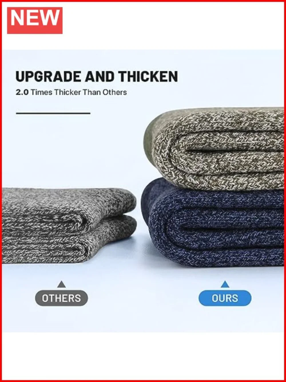 Merino Wool Socks 5 Pairs Thick Thermal Hiking Cold Weather